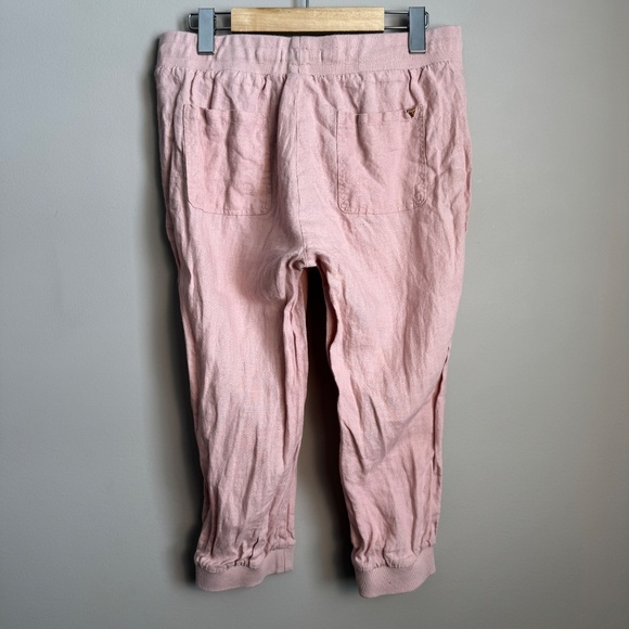 Guess Women's 100% LINEN Capri Jogger Style Pants Pink Small Beach Boardwalk - Picture 6 of 16